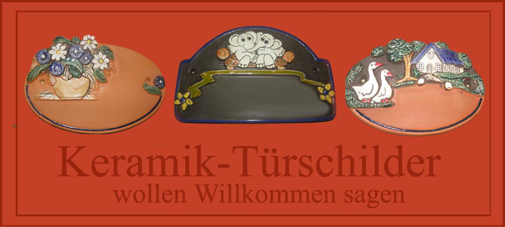 Haust&uuml;rschilder - Keramikschilder - T&uuml;rschilder -  Geschenke - Geschenke-Sets - Objekte aus  Reliefgiessmasse - Keraflott - Engel - Schutzengel - Eulen